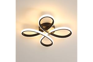 SENQIU Plafonnier Led Moderne, 28W 3000LM Noir Creative Fleur de Forme Lampe de Plafond en Aluminium, 3000K Luminaire Plafonnier Led pour Salon, Chambre, Couloir, Salle à Manger, Cuisine, Lumière Chaude