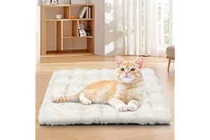 YGJT Tapis auto-chauffant pour chat - Lit pour intérieur - 45 x 60 cm - Couverture auto-chauffante sans électricité - Lavable - Blanc