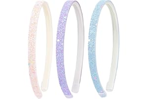 SALBSEVER 3 Stück Glitzer Haarreifen für Mädchen, Niedliche Rutschfeste Stirnbänder aus Kunststoff mit Zähnen Regenbogen-Bling Süße Harte Haarbänder Haarschmuck für kleine Mädchen