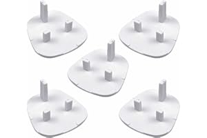 AL KAHF Socket Covers 3 Pin Socket Safety Cover Guards Easy Installation Electrical Plug Socket Protectors Socket Caps for Sockets Shock Prevention Essentials Home Accessories White (Pack of 5)