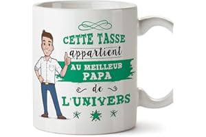 Mugffins Papa Tasse/Mug - Cette Tasse Appartient au Papa de l'univers - Tasse Originale/Idee Fête des Pères/Cadeau Anniversaire/Future Papa. Cérami