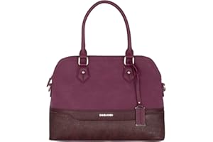 David Jones - Borsa a Mano Donna Bugatti - Satchel Tote Shopper Bag a Tracolla Spalla Elegante - Patchwork Multicolore PU Pelle - Borsetta Strisce Signora Moda Quotidiana - Borsa Grande - Rosso