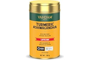 VAHDAM Golden Milk Powder/Turmeric Ashwagandha Latte Mix (100g, 40 Cups) - Caffeine-Free, Powerful Curcumin, Turmeric Powder & Ashwagandha