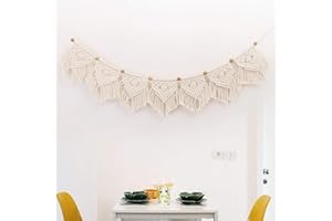 FOCCTS Macrame Murale Bohème Tapisserie Tissée Tenture Murale Tapisserie Bohème en Macrame Boho Chic Maison Bohemienne Decoration d'art Geometrique pour Salon Chambre Mariage Célébration, 110 x 20 cm