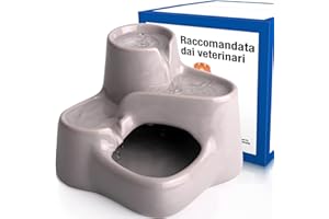 Miaustore Mini Fontanella per Gatti Ceramica con Sensore di Movimento - Silenziosa, Fontana Gatto Senza Plastica, Non ha Bisogno di Filtri - Distributore Acqua Automatica per Gatti - Grigio