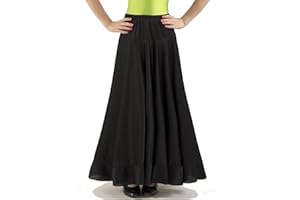 AMINA Falda de un Volante de NIÑA para la Danza Flamenco. para Clases de ensayo. Tejido de Punto de Alta caildad con caída y Mucho Vuelo. Made in Spain (Negro, 10 años)