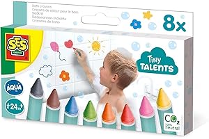 SES Creative | Baby Badestifte | 8 kräftige Farben | Kinder Badewannen-Zeichen | Kreatives Badespiel | Waschbare Badekreide | Leicht zu reinigen | Geschenkidee Baby 2 Jahre