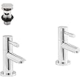 nuie FJ311 Series Two ǀ Modern Bathroom Round Lever Handle Basin Taps, 113mm x 50mm, Chrome