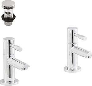 nuie FJ311 Series Two ǀ Modern Bathroom Round Lever Handle Basin Taps, 113mm x 50mm, Chrome