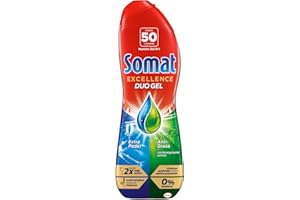 Somat Excellence Gel Anti-Grasa (50 lavados), detergente lavavajillas desengrasante, lavavajilla líquido automático en botella, jabón para platos con desengrasantes activos