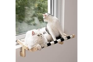 MEWOOFUN Hamaca Gato Ventana | Percha de la Ventana del Gato | Cama Cat | Soportar hasta 18kg (Large Black/White)