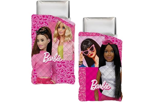 CARTOON Dubbelsidigt täcke Barbie barn 170 x 250 cm lätt överkast 100 % polyester 100 GSM mjukt och färgglatt för barnrum