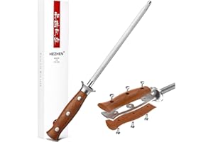 HEZHEN Fusil à Aiguiser en Acier à Haute Teneur en Carbone, Tige D'Aiguisage de Haute Qualité pour L'Aiguisage de tous les Couteaux de Cuisine