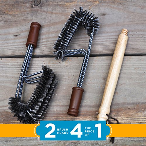 Profi Edelstahl Grillbürste 45cm + 1 auswechselbarer Bürstenkopf – Bestes Preis-Leistungsverhältnis bei Amazon - 2