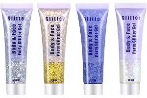 Yitla Body Glitter Gel,4pcs Face Glitter Hair Glitter Gel Set Festival Accessories for Body,Hair DIY Art Party Makeup Decoration