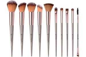 Make up Brushes,TTRWIN 18 Pcs Professional Makeup Brush Set Synthetic Kabuki Face Blush Lip Eyeshadow Eyeliner Foundation Powder Cosmetic Brushes Kit with PU Leather Bag Beige