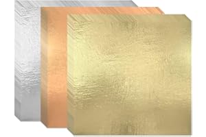 YKKJ 300 feuilles Gold Leaf Feuilles Imitation Or Argent Feuille de Cuivre pour les arts, métiers de dorure, meubles.（14cm*14cm)