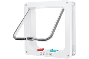 LESSMON Cat Door, Safety Pet Door with 4 Way Lock, Weatherproof & Easy Installation Cat Flap Door for Interior Exterior Door, Window, Wall(Medium, 15cm x 15.5cm Flap)