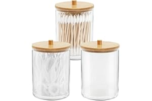 Gukasxi Lot de 3 supports en acrylique avec couvercles en bambou pour salle de bain