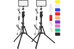Lampa wideo LED z statywem 162,99 cm / filtrami kolorów, Obeamiu 5600 K, zestaw do fotografowania oświetlenia fotograficznego, oświetlenia połączeń z zoomem, transmisji na żywo, wideokonferencji, 2