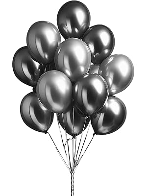 Just Party Chrome Metallic Balloons - Pack of 100 (Dark Grey)