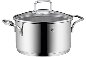WMF SELECTit! Fleischtopf groß 20 cm, mit Glasdeckel, Kochtopf, für alle Herdarten inkl. Induktion, 3,3l, gebürsteter Cromargan Edelstahl, unbeschichtet