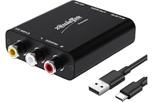 zowietek av V/RCA/CVBS zu HDMI-Konverter, keine Latenz für Spiele, Plug & Play, Aluminium tropfenbeständig, 4:3/16:9 Schalter, Typ-C-Strom, kompatibel mit Wii, N64, PS, Xbox, SNES, DVD, VHS, VHS, VCR