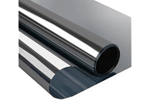 Zindoo Vinilos para Ventanas Efecto Espejo Cristal Unidireccional Protector de Privacidad Anti 99% UV Película de Aislamiento Adecuada para Hogar, Oficina Negro Plata 60 x 200cm