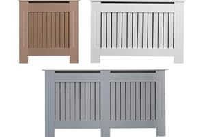 AVC Designs Kensington Radiator Cover Modern MDF Wood White Grey Vertical Slat Living Room Bedroom Hallway Cabinet (Small White)