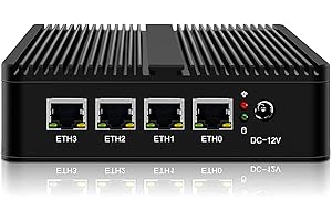 KingnovyPC Mini PC J4125 senza ventola dell'apparecchio del firewall, 4 porte i226 2.5GbE LAN, 2*USB3.0, HDMI, VGA, 2*DDR4 Gigabit Ethernet AES-NI VPN Router Openwrt Barebone