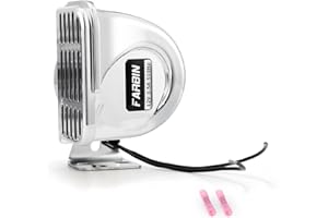 FARBIN Klaxon marin pour bateaux, 12 V, étanche, 510 Hz, en acier inoxydable, pour bateaux, voiliers, yachts, camions, SUV, RV, tourisme, voiture, etc.