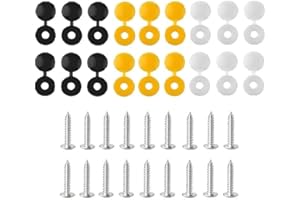 BEK-FIX® Number Plate Screws and Caps Fitting Kit, White Yellow & Black Caps & Screws 36 Piece