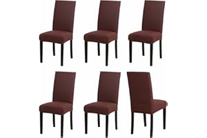 Sufdari Chair Covers 6 Brown,Stretch Dining Chair Covers, Spandex seat Covers for Dining Chairs,Elastic Washable Chair Protectors for Dining Room,Hotel,Restaurant,Banquet (6, Brown)