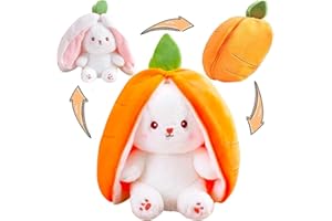 EIOURVY Coniglio Peluche, Carota Coniglio, Plush Toys, Doppio Lato Orecchie Morbide, Coniglietto di Pasqua peluche bambina,Arancione, 23cm