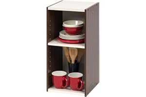 Iris Ohyama Estantería Espacio Ahorrador de 2 Niveles Ancho, Marrón Ajustable, Multiuso, Modular, para Sala, Oficina, Habitación, Organizadora, Librería, Montaje Fácil, UB-6030