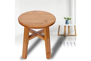 WNSC Child Stool, Multipurpose Child Seat, Smooth for Kids Home Living Room(Small round bamboo stool)