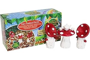 THE FAIRIES ENCHANTED GARDEN Fairy Toadstool Tea Set Garden Decoration