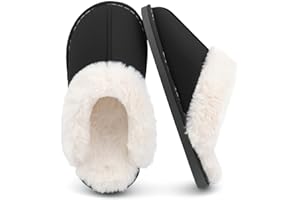 ChayChax Damen Herren Warme Plüsch Hausschuhe Flauschige Pantoffeln Memory Foam Slippers im Herbst und Winter für Drinnen und Draussen