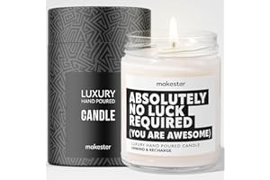 MAKESTER Good Luck Candle - 220g Soy Wax with Madagascan Vanilla, Jasmine & Sugared Almond - Good Luck Gifts for Women or Men, New Job Gifts for Women, Good Luck Gift