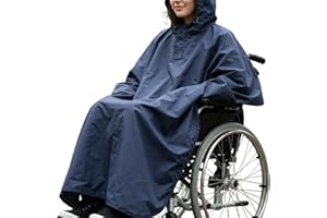 HARRINGTON MARLEY Waterproof Wheelchair Poncho Rain Cover, Wheel Chair Cape & Chair Cover for Adults Universal Fit, Lightweight, Hooded, Windproof Rain Mac for