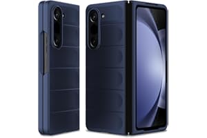 BonYonka Silikonowy Etui do Samsung Galaxy Z Fold 5, Miękką Wyściółką Wewnętrzną z Mikrofibry, Obiektywem Aparatu Pełna Ochrona, Osłona Odporna na Uderzenia - Niebieski