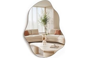 ZENIDA Frameless Bathroom Mirror, 70x50 cm Irregular Wall Mirror for Living Room Bedroom Entryway Decor