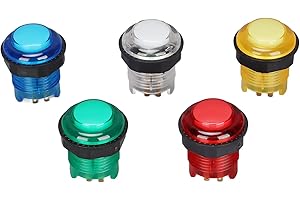 Cyrank Pulsanti Arcade da 5 Pezzi, Pulsanti Illuminati a LED da 28 Mm per Videogiochi Arcade Pulsanti a Gettoni Arcade Pulsante Giochi a Macchina(5V)