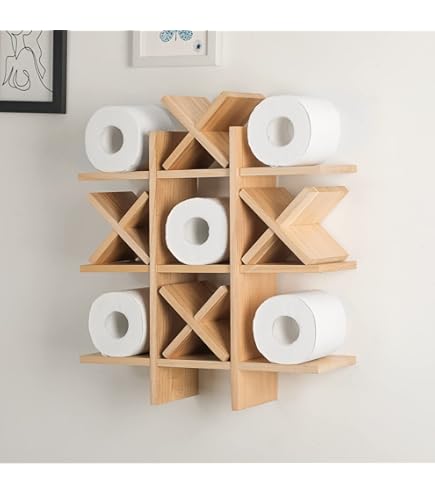Diealles Shine Toiletpapierhouder met concave plank, wc-papierhouder met houten plank, wandmontage (zelfklevend of boren), toiletpapierhouder voor keuken en badkamer Diealles Shine Toiletpapierhouder met concave plank, wc-papierhouder met houten plank, wandmontage (zelfklevend of boren), toiletpapierhouder voor keuken en badkamer