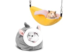 HzNzYHD Mini Hamster Bed with Winter Rat Hanging Hammock Banana,Soft Warm Fleece Hamster Cave Nest for Small Animal