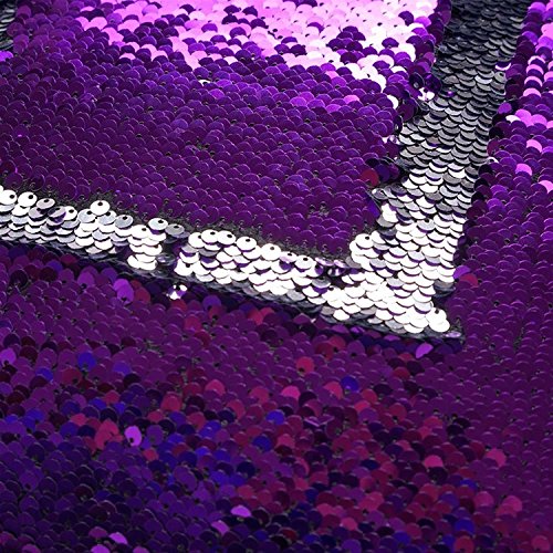 TRLYC Purple and Silver 10ftx20ft Reversible Mermaid Glitz Sequin Backdrop Sparkly Background for Wedding