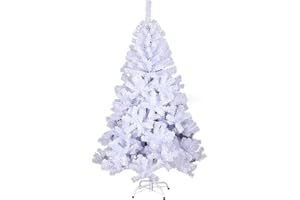 SWANEW Árbol de Navidad artificial único, 1,8 m, color blanco, decoración de Navidad, ignífugo, para decoración navideña