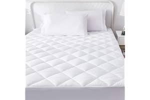 Moonlight Bedding king Size Mattress Protector Extra Deep 30 Cm Stretch Skirt Anti Allergy Quilted Mattress Topper Breathable Fitted Mattress Cover (150 X 200 Cm)