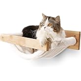 FUKUMARU Cat Wall Bed, Large Cat Hammock Wall Mounted, Solid Rubber Wood, Premium Kitty Furniture for Sleeping, Playing, Clim