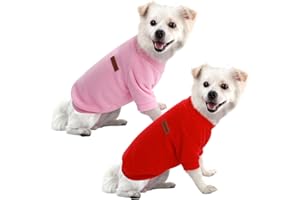 HuaLiSiJi Dog Jumper Dog Hoodie Puppy Fleece Jumper Chihuahua Clothes, Elasticity Softness Comfort and Warmth Easy to Take On and Off, Colour Vibrant (Red+Pink, XXL)